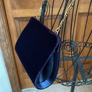 Elegant purple velvet Handbag with Gold Chain